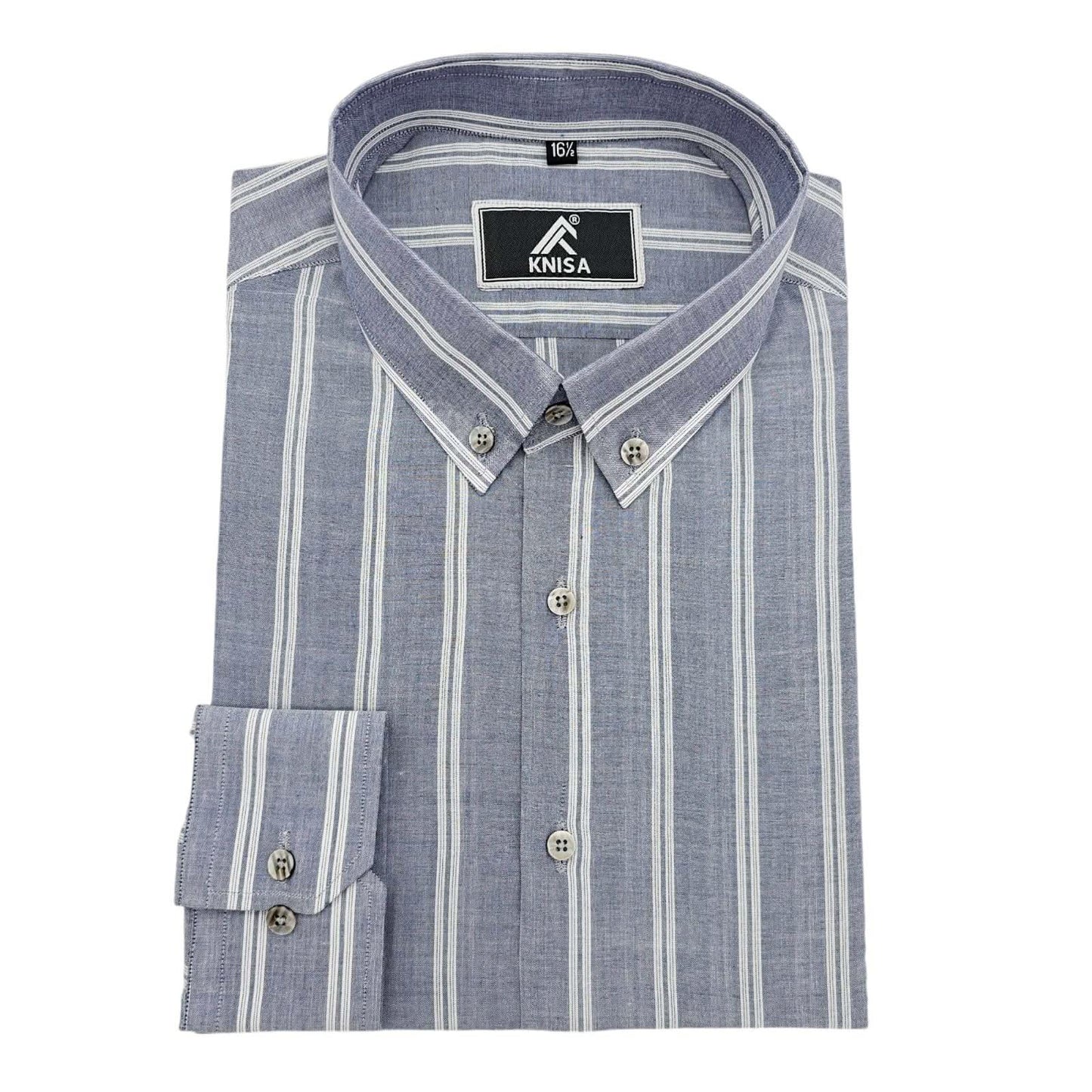 Grey & White Stripped Shirt - KNisa Premium Men's Fashion Brand