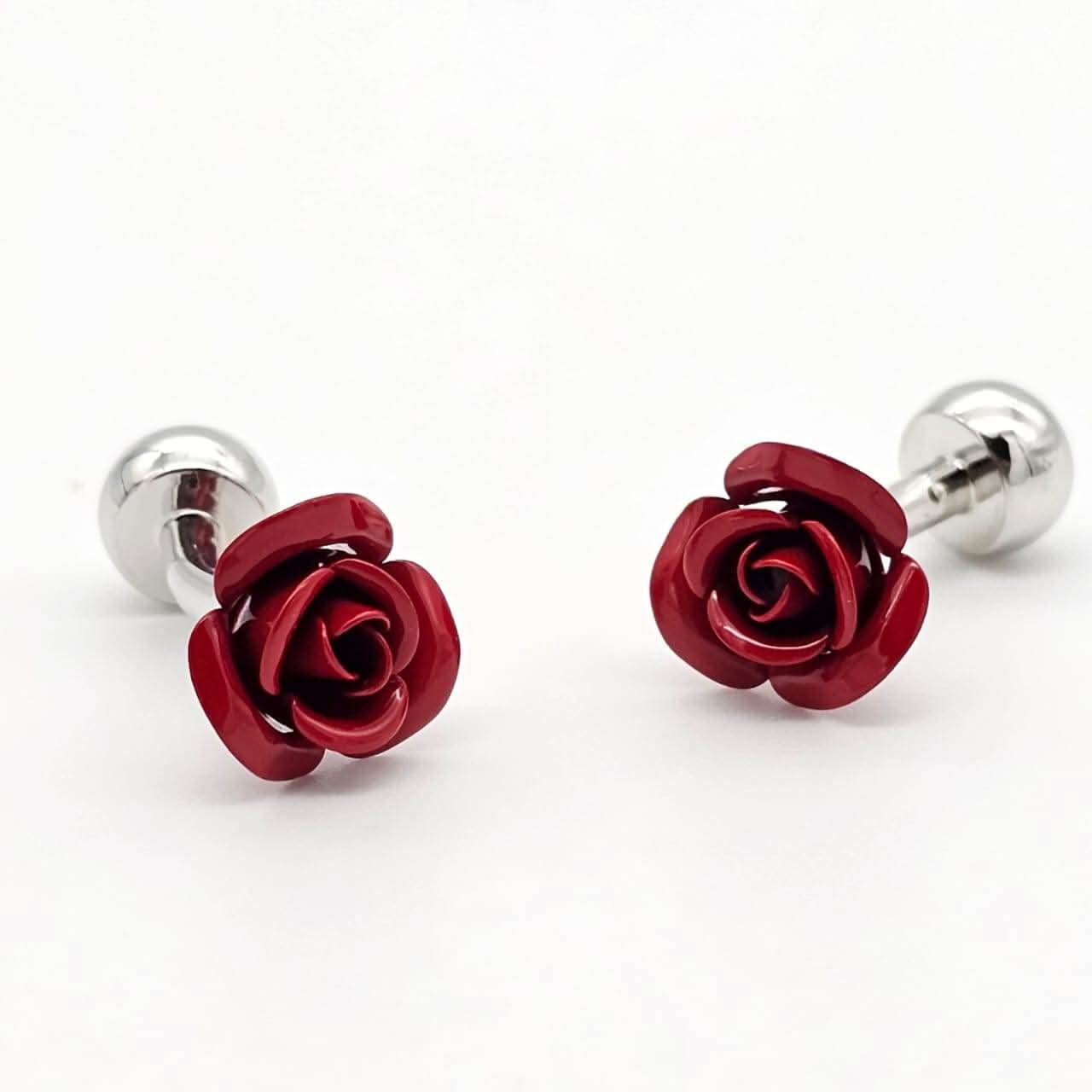 Crimson Rose Bloom Cufflinks - KNisa Premium Men's Fashion Brand