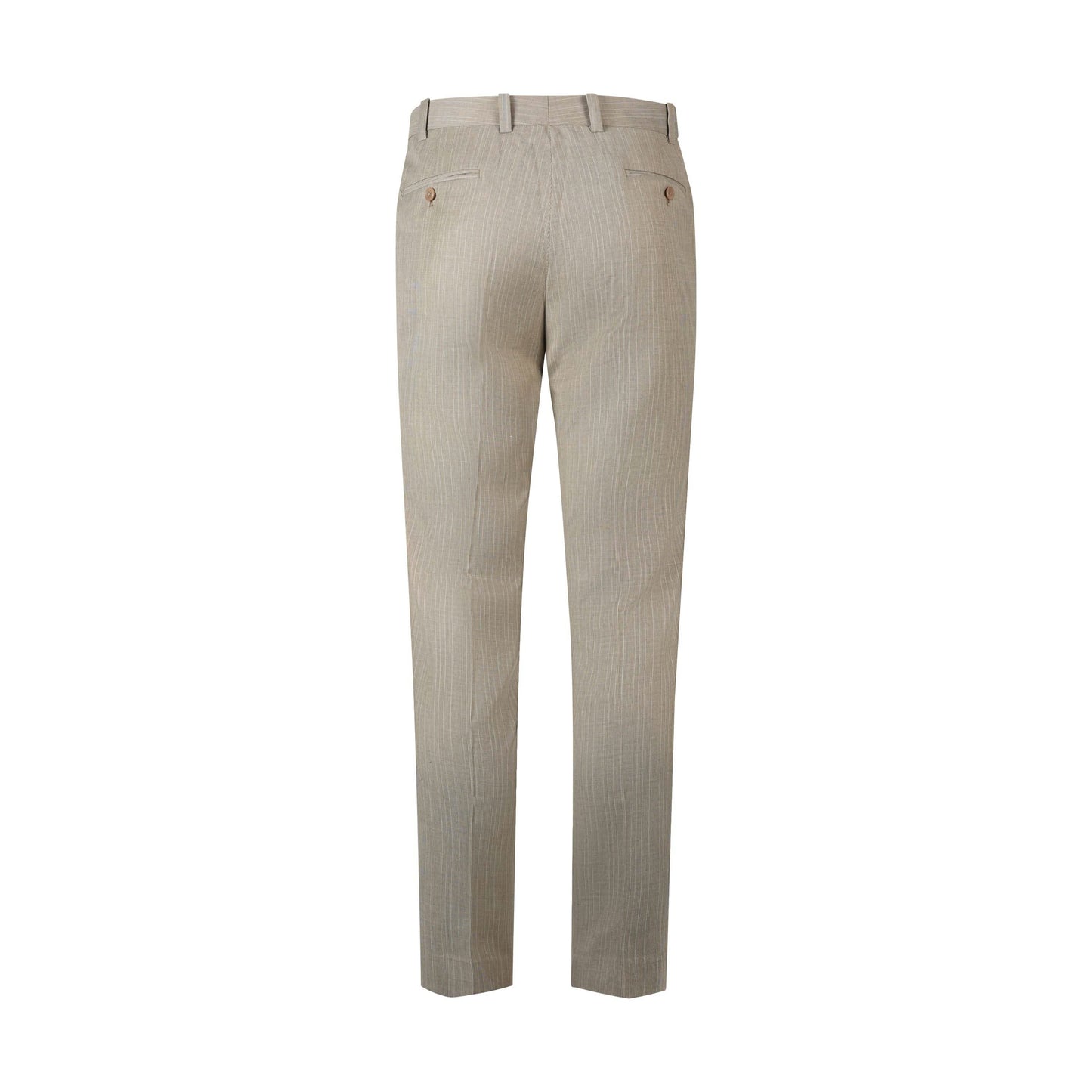 Refined Stripes Men's Beige Formal Trousers with Button Closure - KNisa Premium Men's Fashion Brand