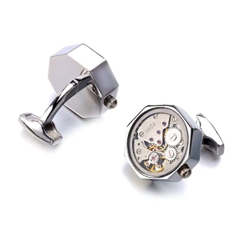 Luxury Silver Watch Movement Cufflinks - KNisa Premium Men's Fashion Brand