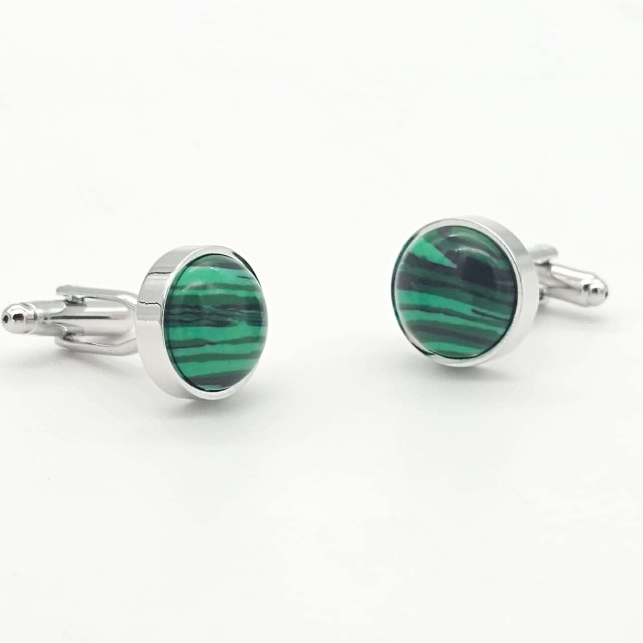 Emerald Wave Round Cufflinks - KNisa Premium Men's Fashion Brand