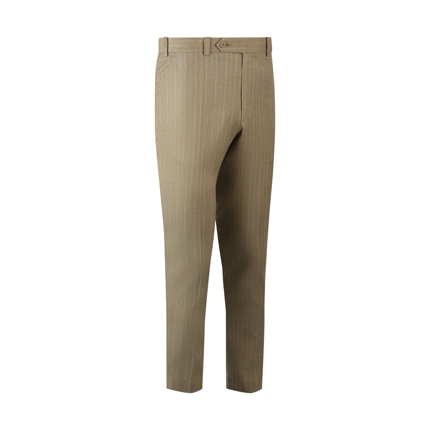 Refined Stripes Men's Tan Formal Trousers with Button Closure - KNisa Premium Men's Fashion Brand