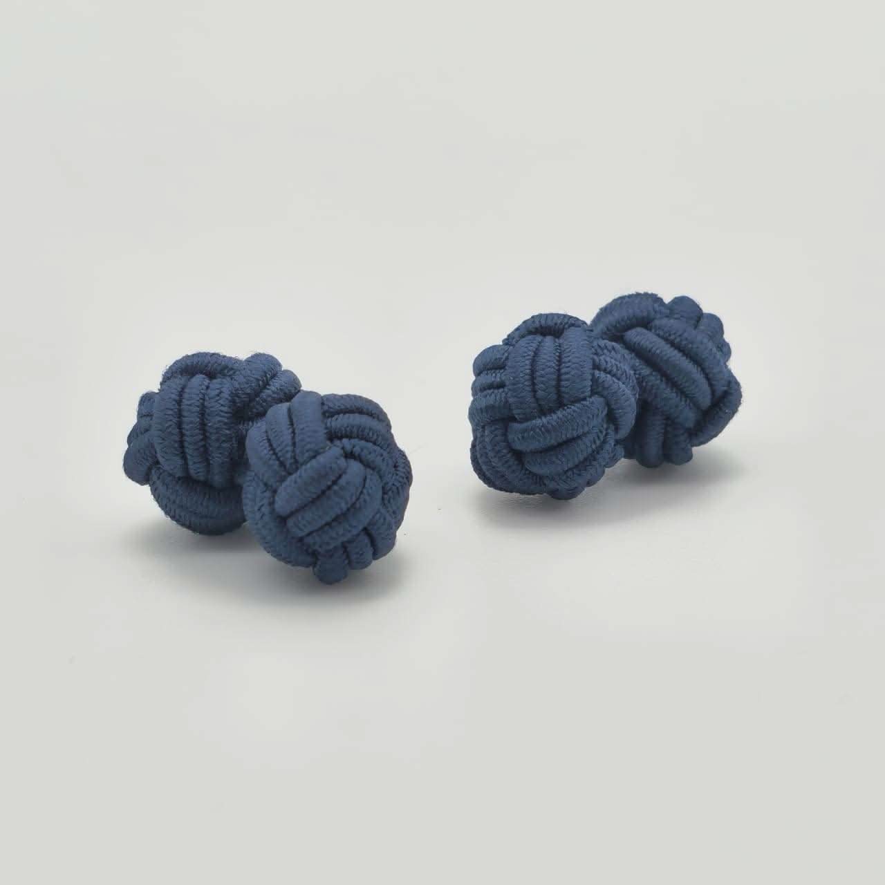 CUFFLINK SILK KNOT, TYPE UNI-COLOR TWIN-FIST, ASTROS NAVY BLUE - KNisa Premium Men's Fashion Brand