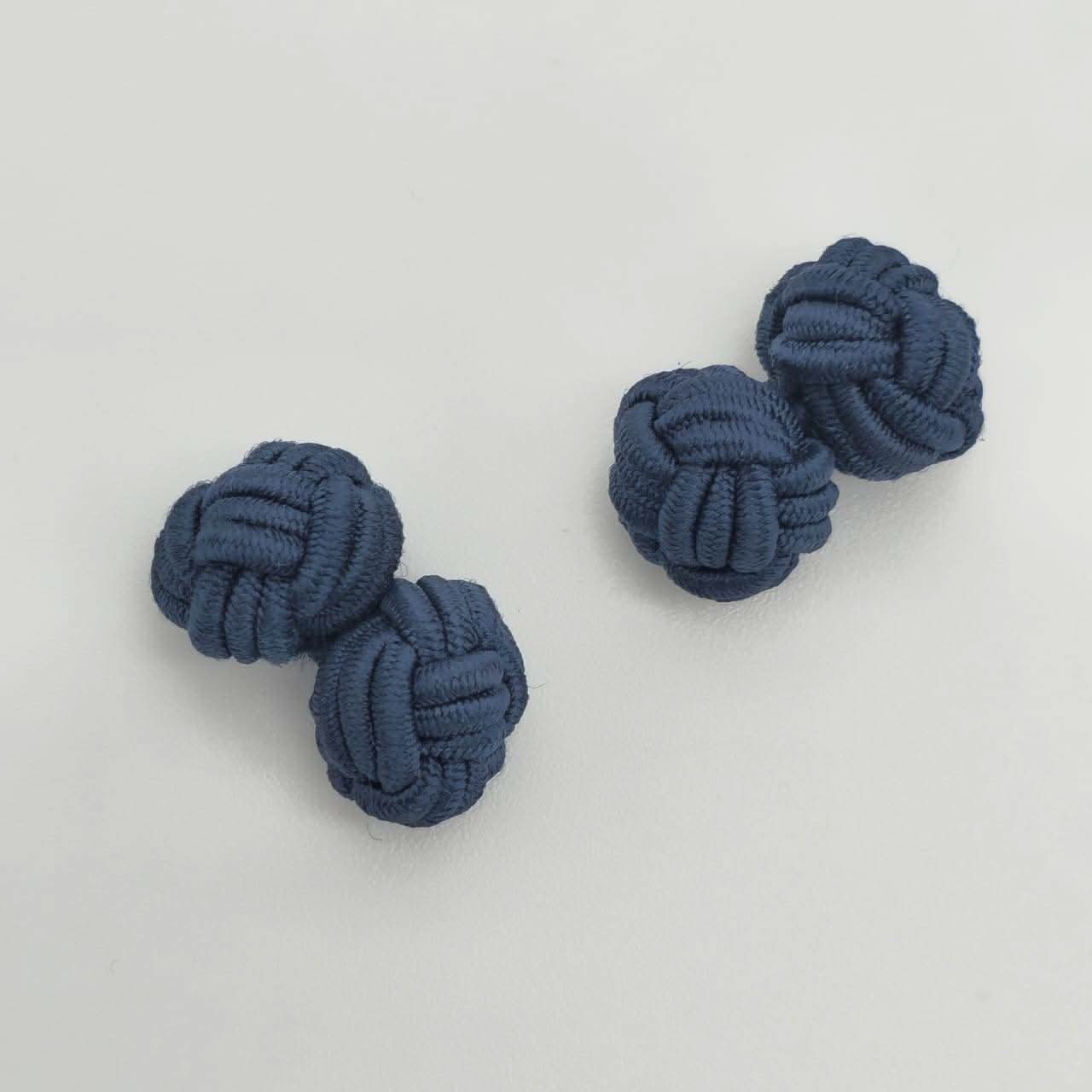 CUFFLINK SILK KNOT, TYPE UNI-COLOR TWIN-FIST, ASTROS NAVY BLUE - KNisa Premium Men's Fashion Brand