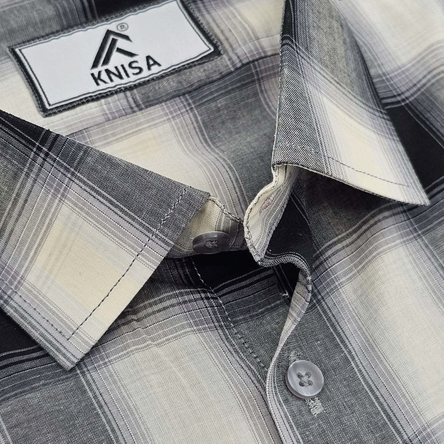 KNisa Monochrome Plaid Elegance Shirt - KNisa Premium Men's Fashion Brand