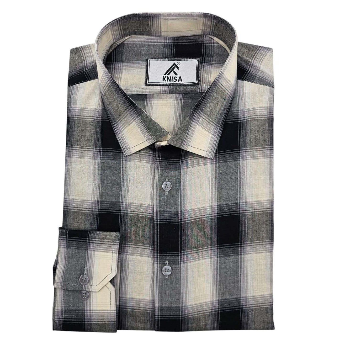 KNisa Monochrome Plaid Elegance Shirt - KNisa Premium Men's Fashion Brand