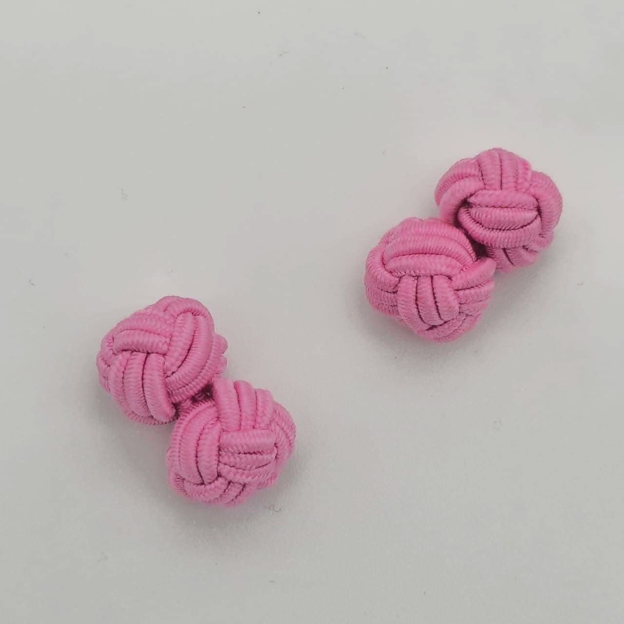 CUFFLINK SILK KNOT, TYPE UNI-COLOR TWIN-FIST, BABY PINK - KNisa Premium Men's Fashion Brand