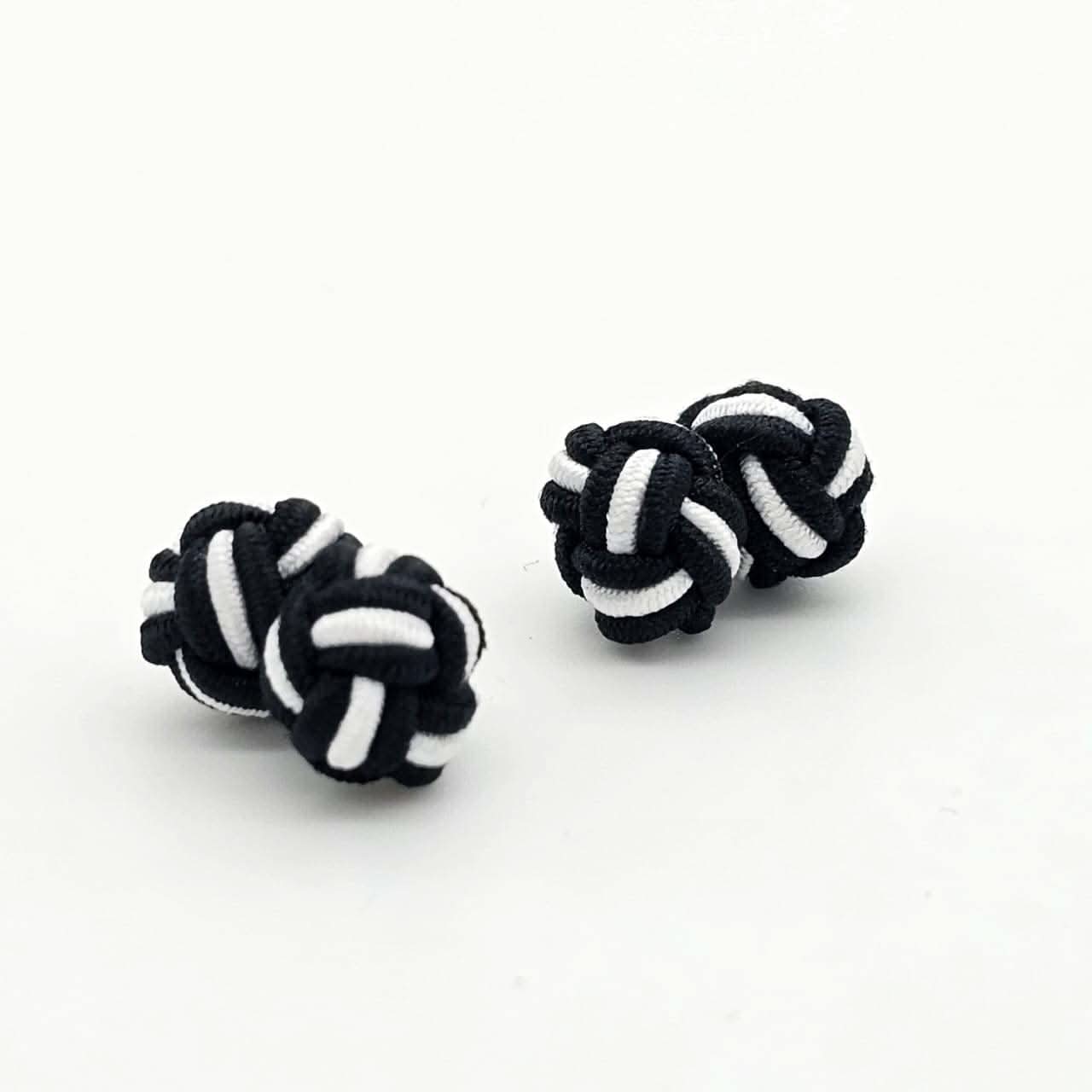 CUFFLINK SILK KNOT, TWIN-FIST, DUAL- COLOR BLACK & WHITE - KNisa Premium Men's Fashion Brand