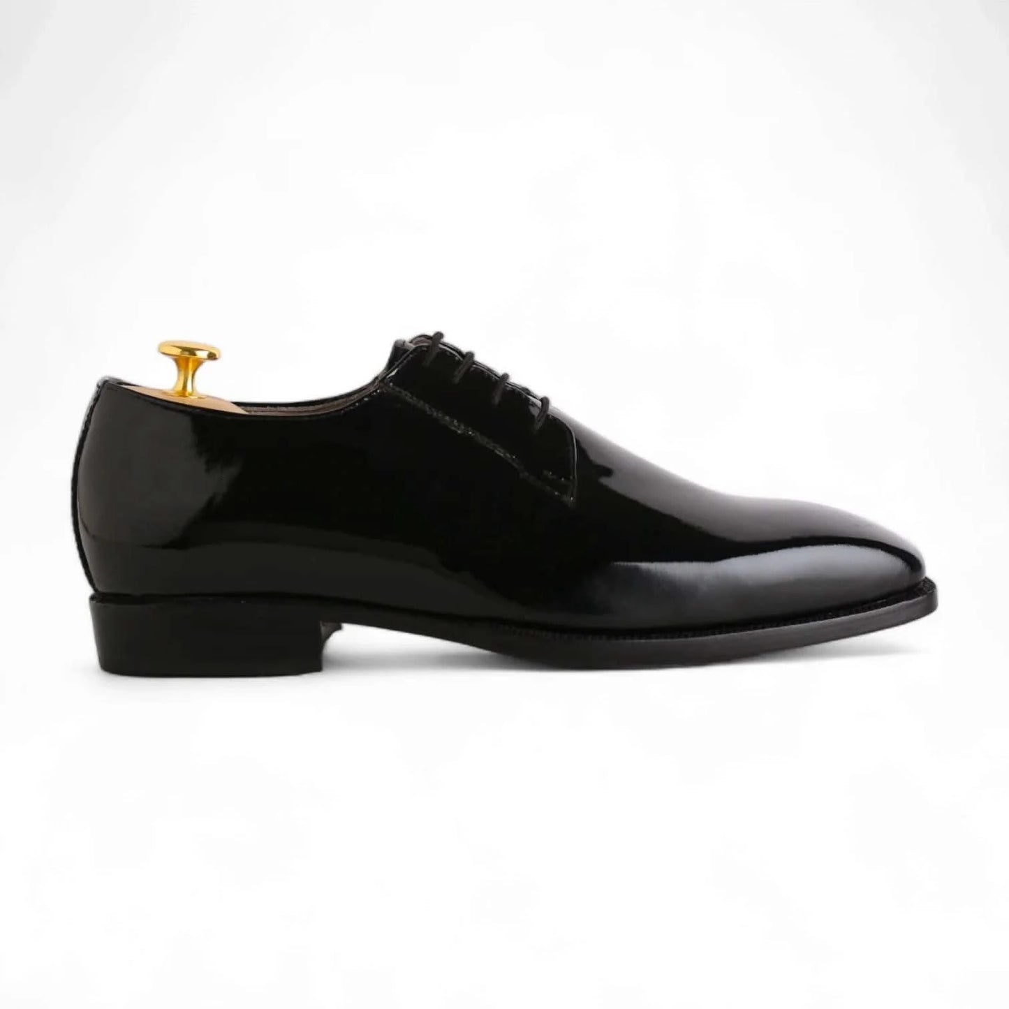 Handmade Black Patent Leather Derby Shoes - KNisa Premium Men's Fashion Brand
