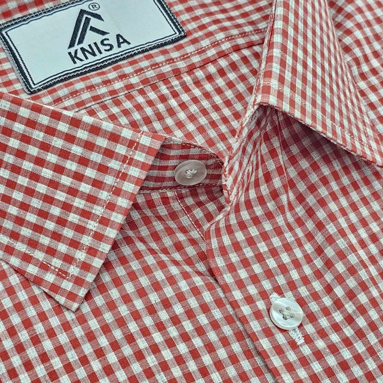 KNisa Scarlet Micro-Check Cotton Shirt - KNisa Premium Men's Fashion Brand