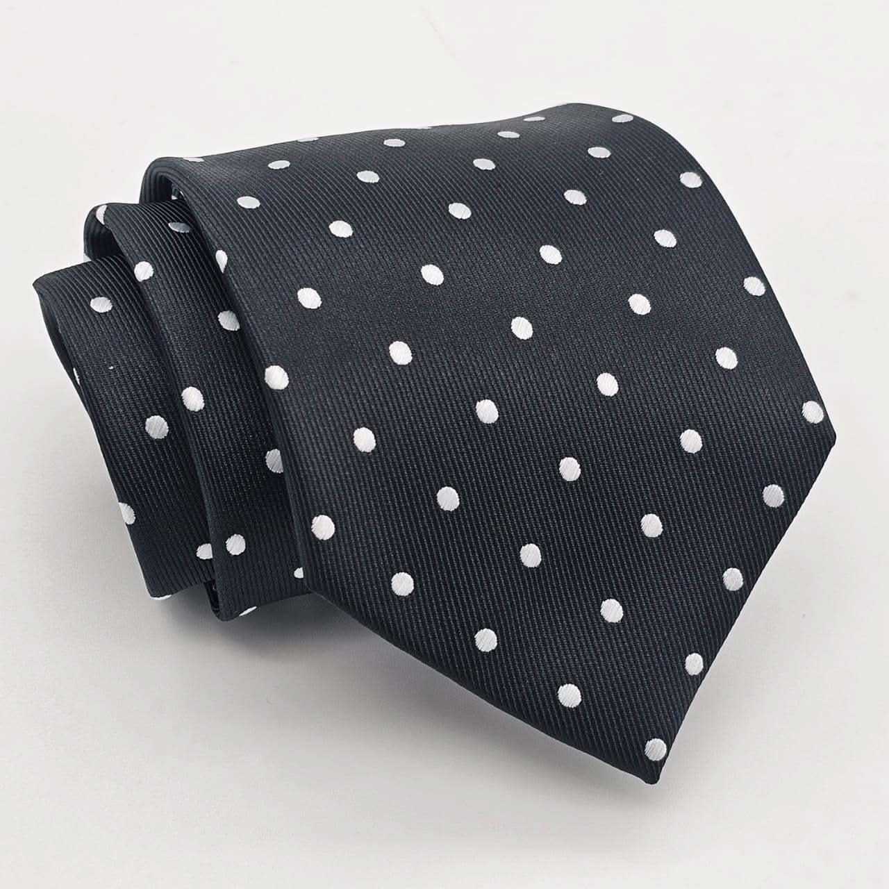 Classic Black Polka Dot Tie with Matching Pocket Square - KNisa Premium Men's Fashion Brand