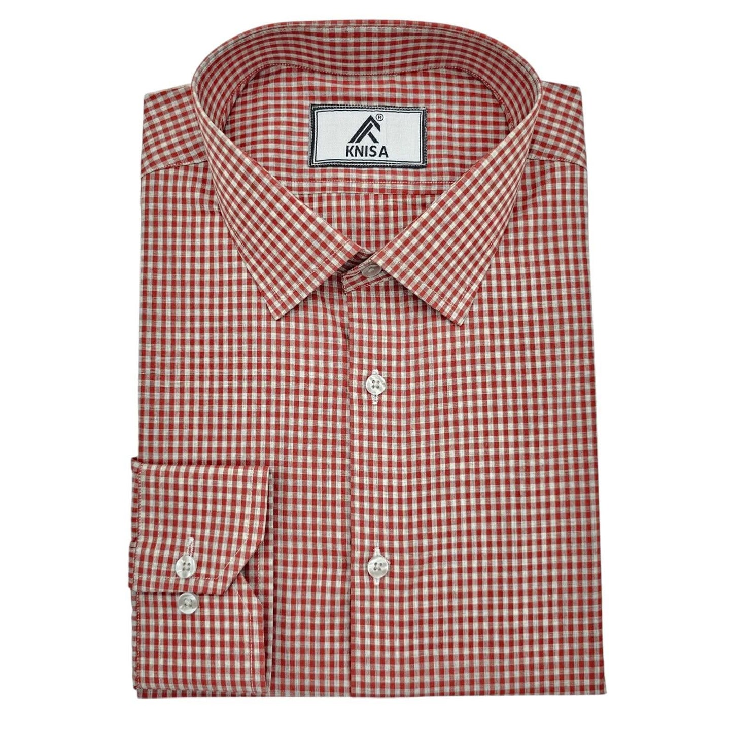 KNisa Scarlet Micro-Check Cotton Shirt - KNisa Premium Men's Fashion Brand