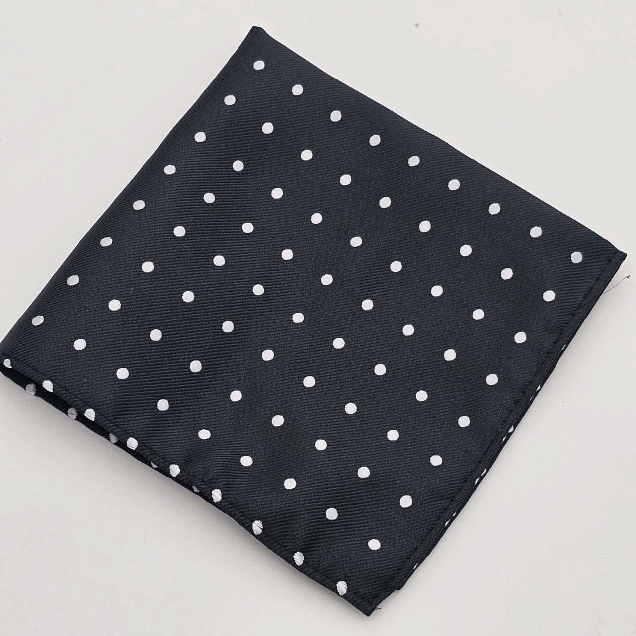 Classic Black Polka Dot Tie with Matching Pocket Square - KNisa Premium Men's Fashion Brand
