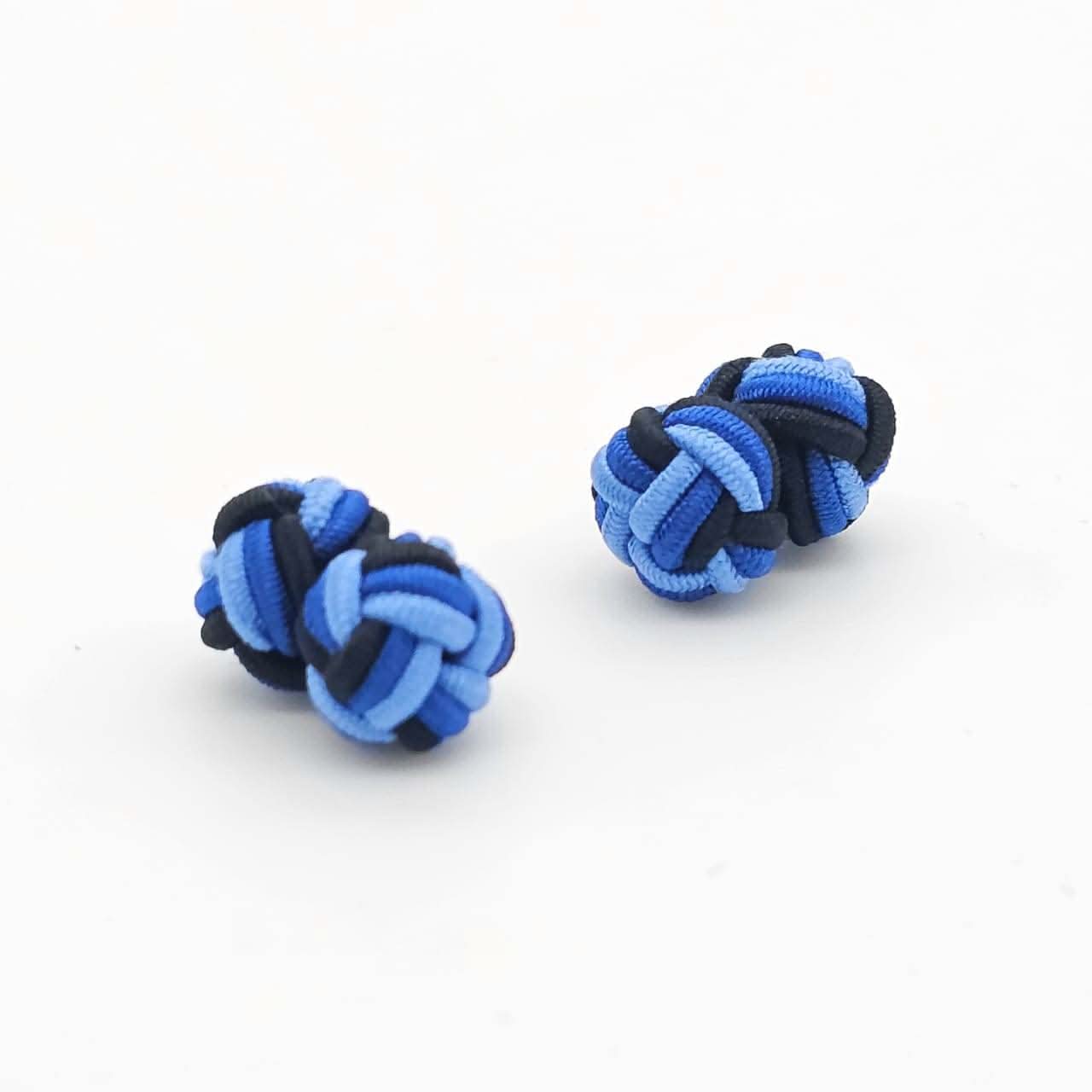 CUFFLINK SILK KNOT, TWIN-FIST, TRI-COLOR DARK BLUE RAINBOW - KNisa Premium Men's Fashion Brand