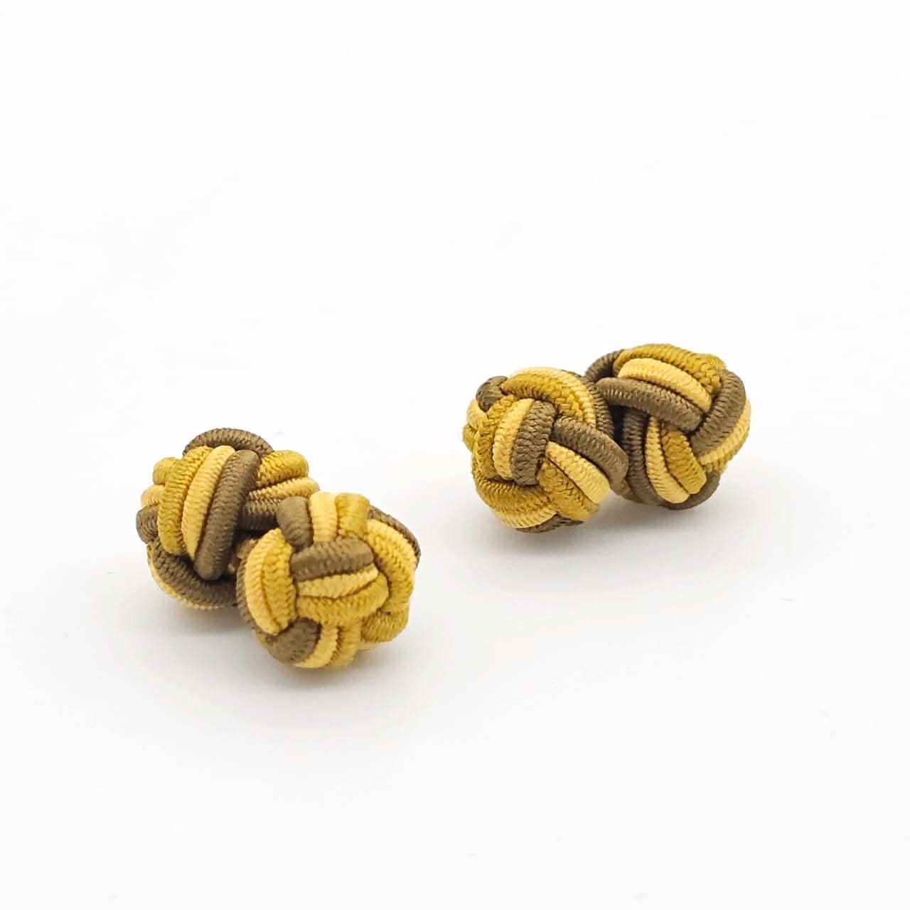 CUFFLINK SILK KNOT, TWIN-FIST, TRI-COLOR DARK BROWN RAINBOW - KNisa Premium Men's Fashion Brand