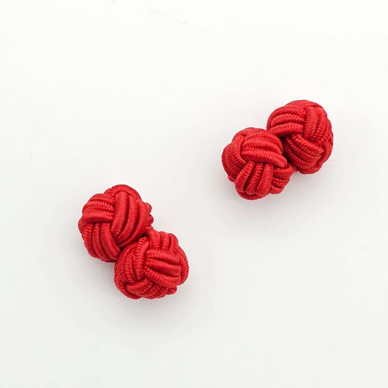 CUFFLINK SILK KNOT, TYPE UNI-COLOR TWIN-FIST, DARK RED - KNisa Premium Men's Fashion Brand