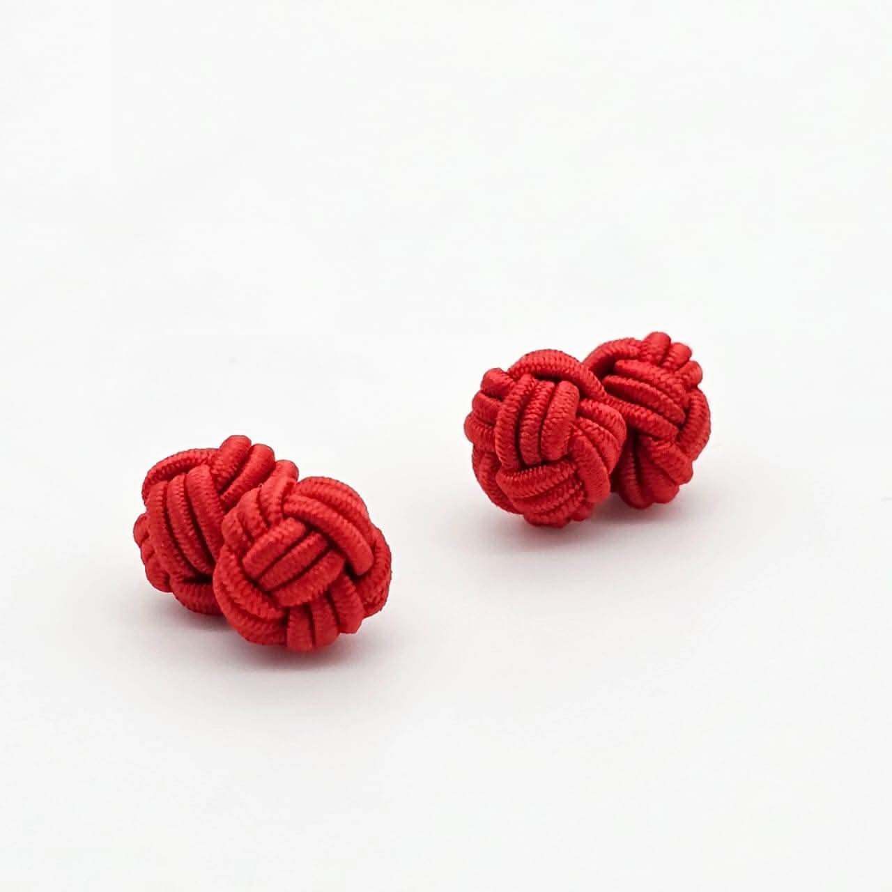 CUFFLINK SILK KNOT, TYPE UNI-COLOR TWIN-FIST, DARK RED - KNisa Premium Men's Fashion Brand