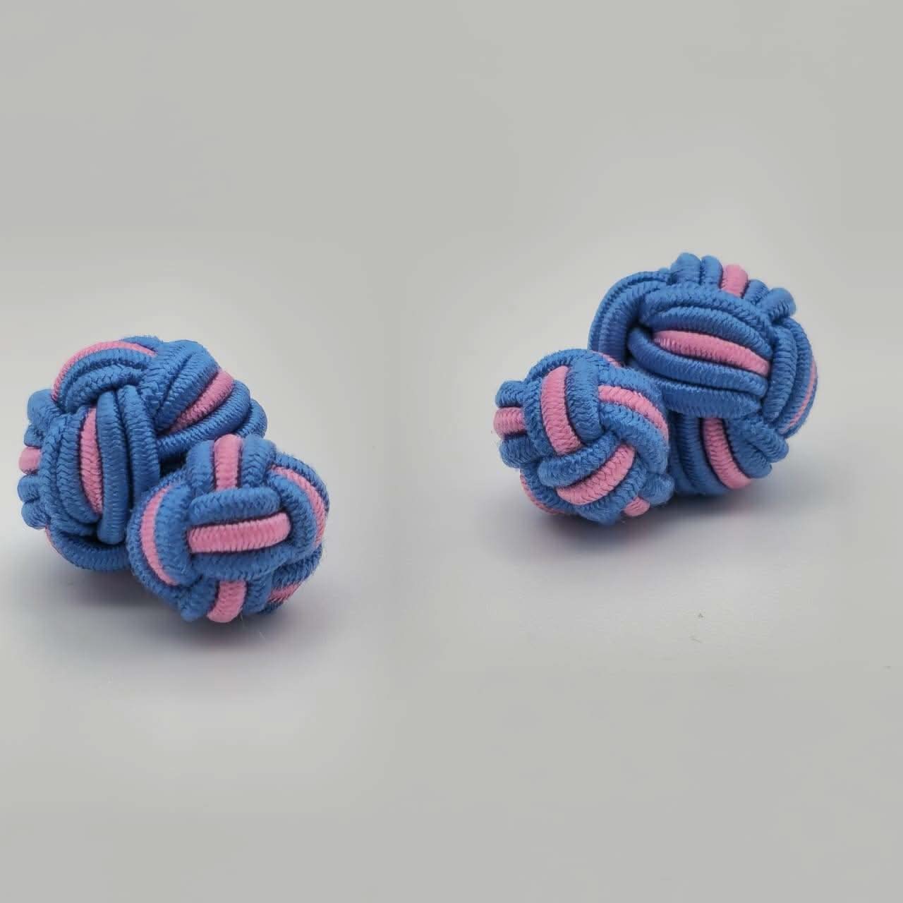 CUFFLINK SILK KNOT, BIG & SMALL DUAL FIST DI-COLOR BLUE & PINK - KNisa Premium Men's Fashion Brand