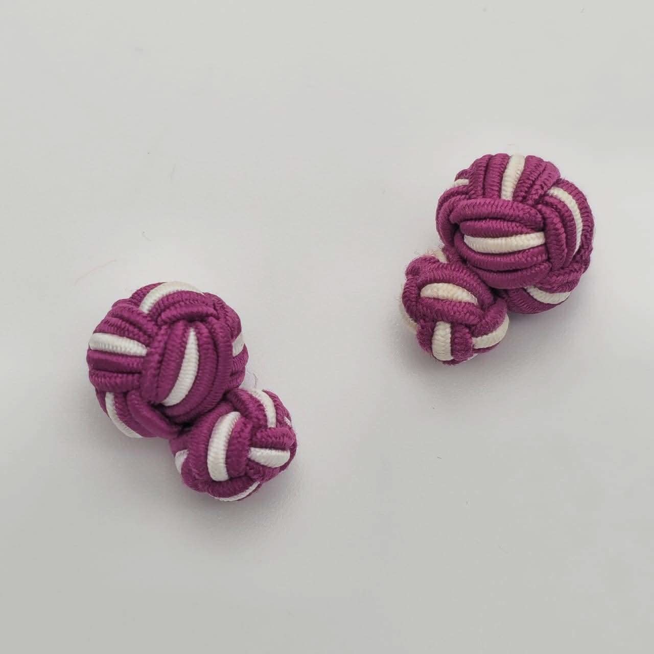 CUFFLINK SILK KNOT, BIG & SMALL DUAL FIST DI-COLOR PINK & WHITE - KNisa Premium Men's Fashion Brand