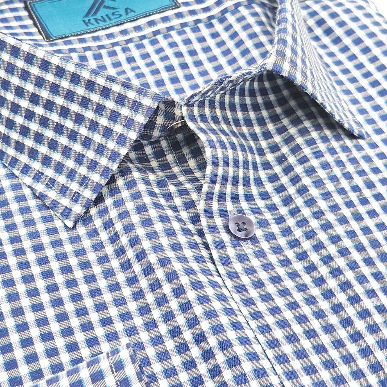 KNisa Classic Royal Blue Checkered Shirt - KNisa Premium Men's Fashion Brand