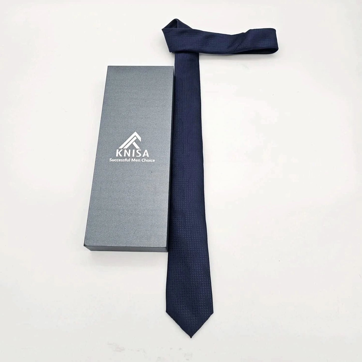 Dark Blue Leave Checkered Tie - KNisa Premium Men's Fashion Brand