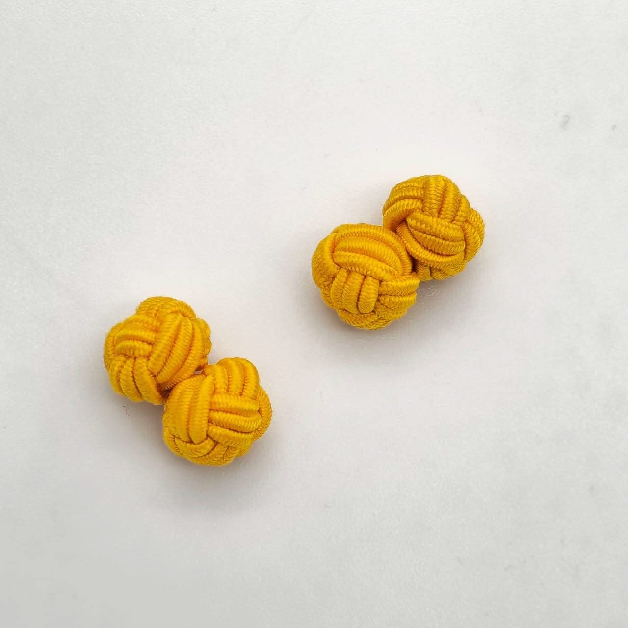CUFFLINK SILK KNOT, TYPE UNI-COLOR TWIN-FIST, GOLDEN YELLOW - KNisa Premium Men's Fashion Brand
