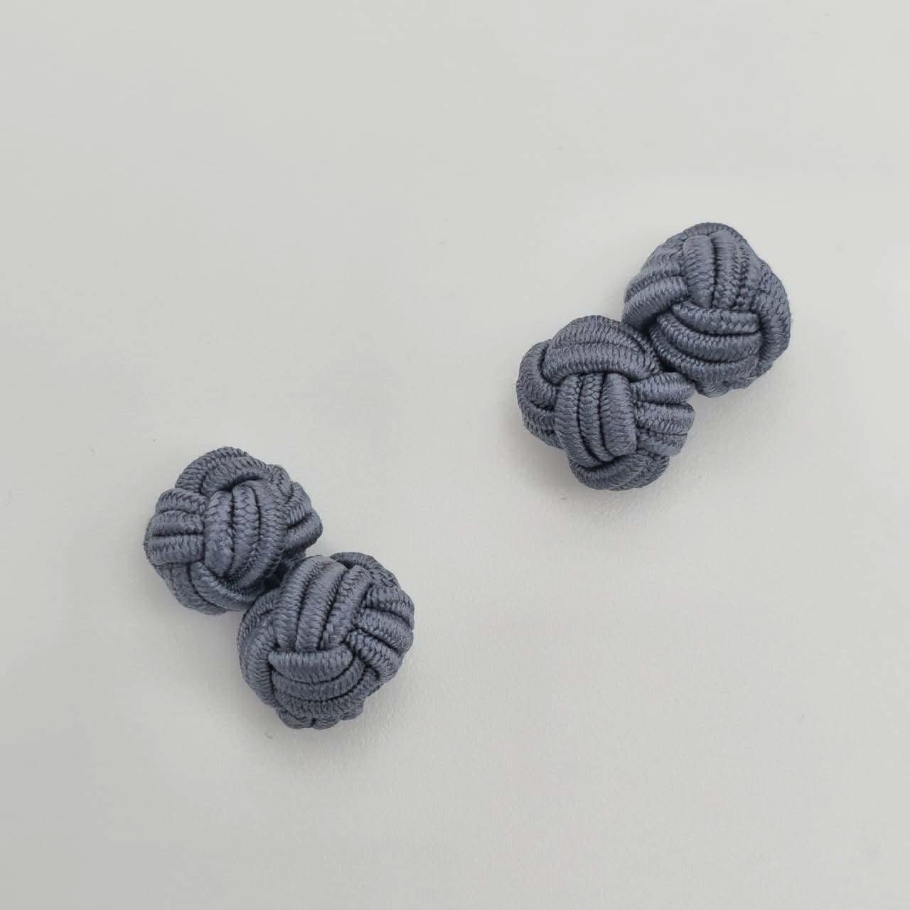 CUFFLINK SILK KNOT, TYPE UNI-COLOR TWIN-FIST, GREY - KNisa Premium Men's Fashion Brand