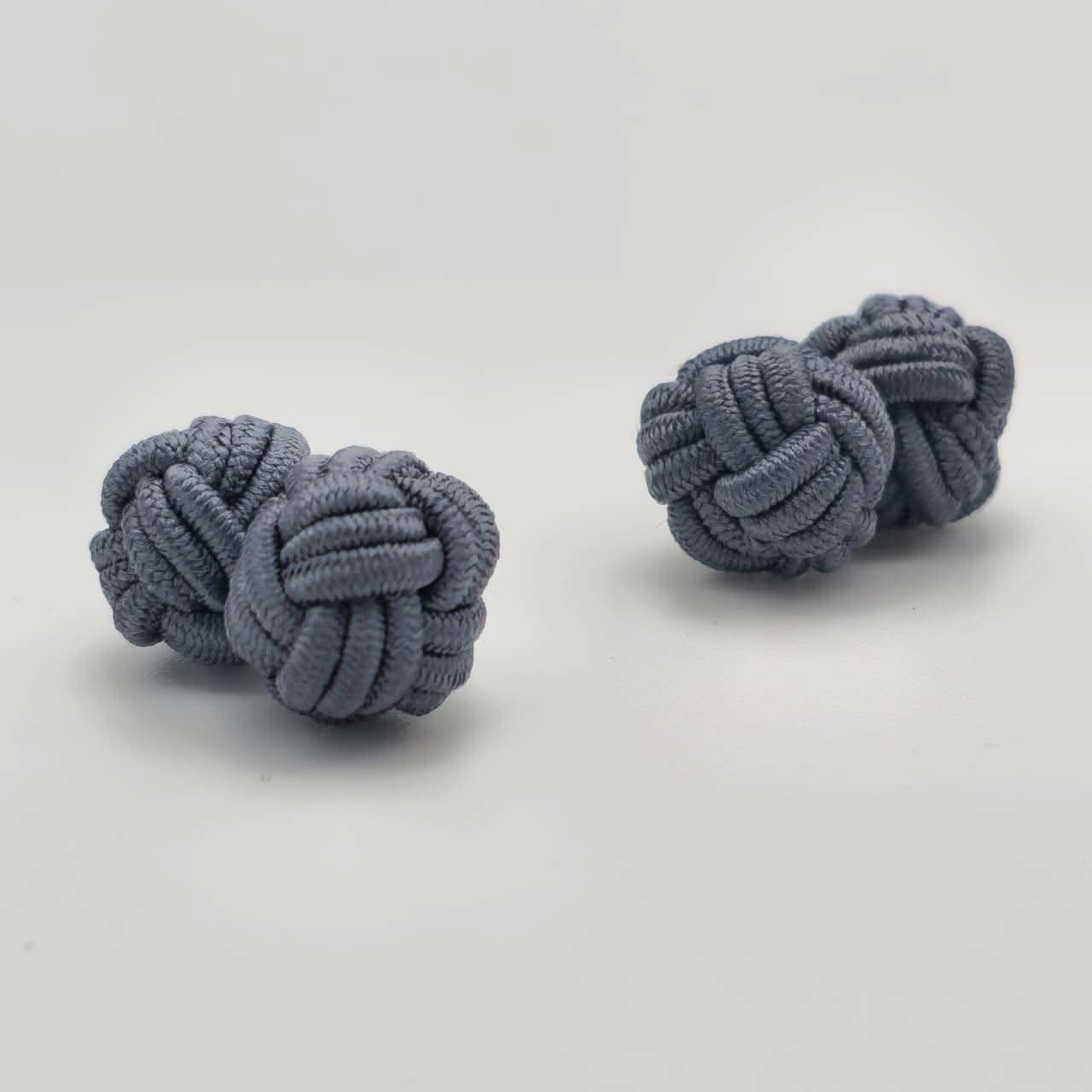 CUFFLINK SILK KNOT, TYPE UNI-COLOR TWIN-FIST, GREY - KNisa Premium Men's Fashion Brand