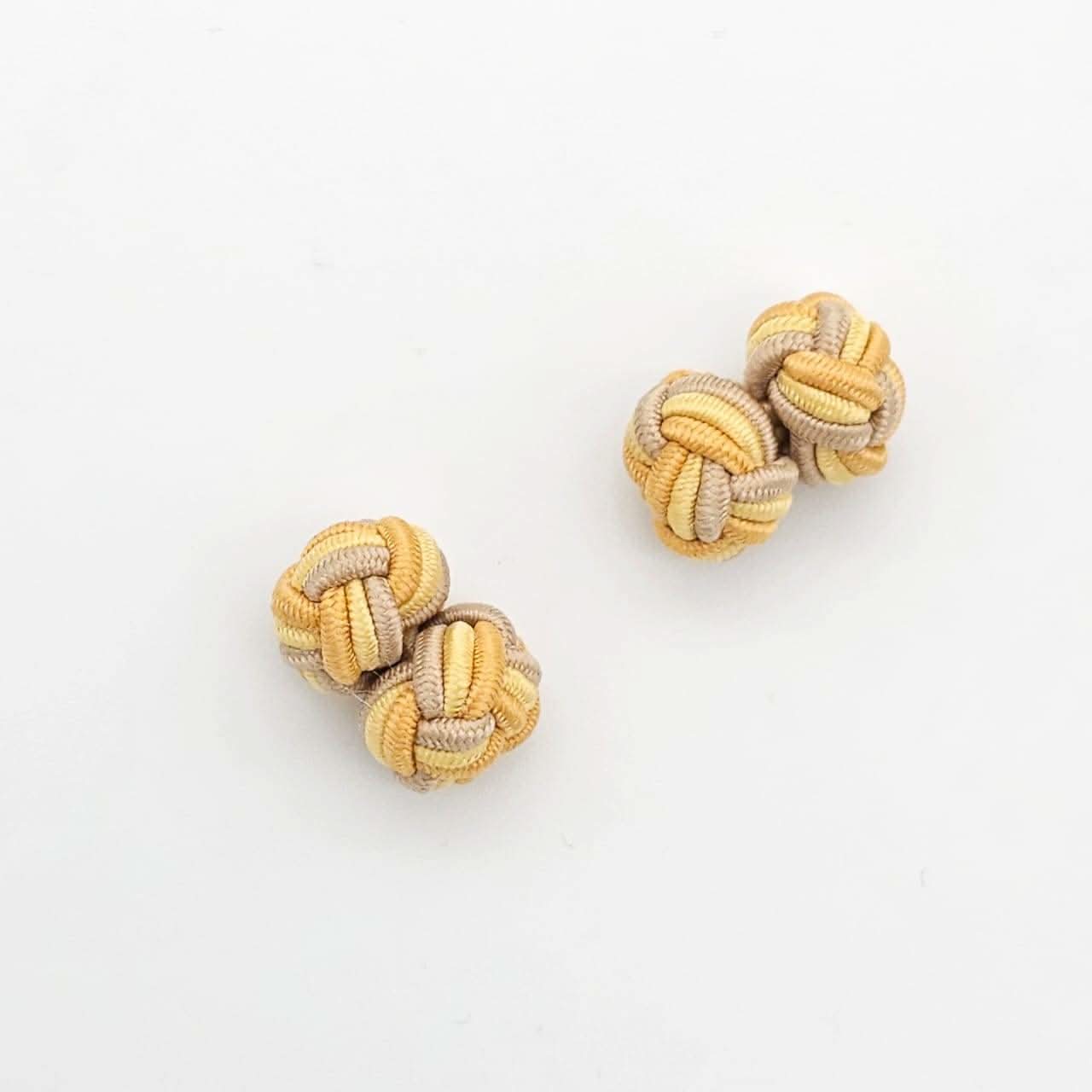 CUFFLINK SILK KNOT, TWIN-FIST, TRI-COLOR LIGHT BROWN RAINBOW - KNisa Premium Men's Fashion Brand