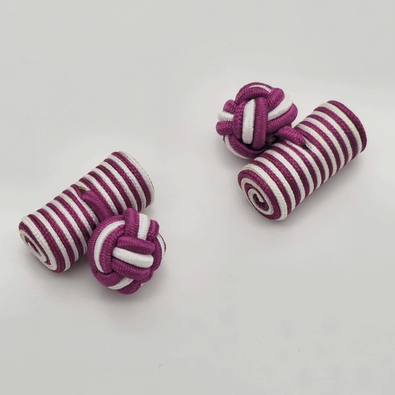 CUFFLINK SILK KNOT, TYPE BARREL & FIST, MAROON WHITE MAROON - KNisa Premium Men's Fashion Brand