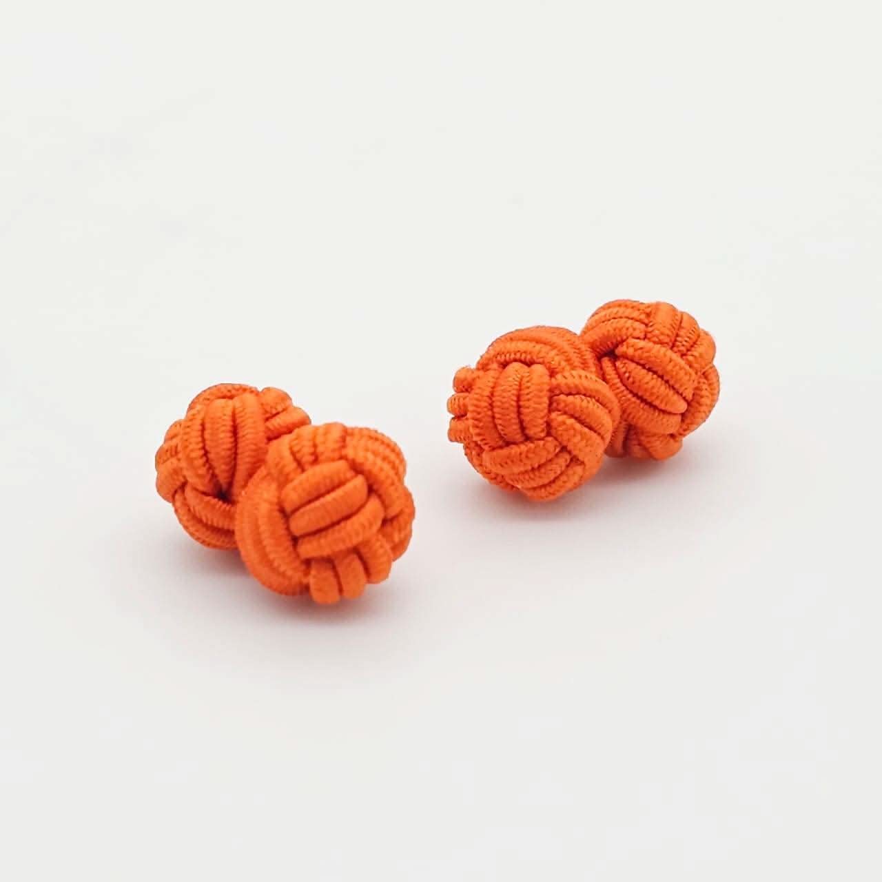 CUFFLINK SILK KNOT, TYPE UNI-COLOR TWIN-FIST, ORANGE - KNisa Premium Men's Fashion Brand