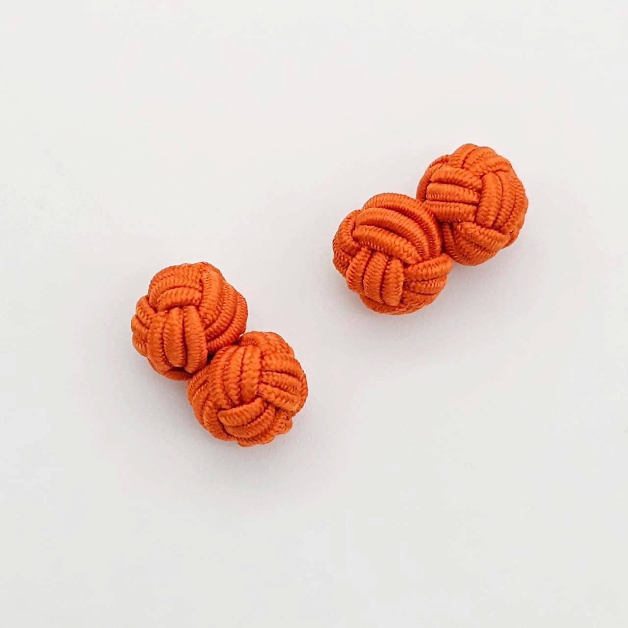 CUFFLINK SILK KNOT, TYPE UNI-COLOR TWIN-FIST, ORANGE - KNisa Premium Men's Fashion Brand