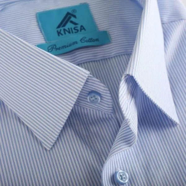 Oxford Blue White Pin Strip Shirt - KNisa Premium Men's Fashion Brand
