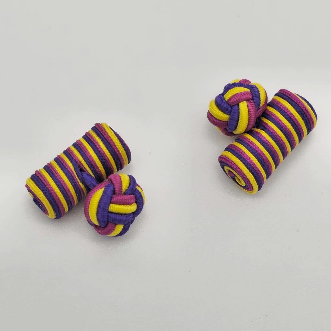 CUFFLINK SILK KNOT, TYPE BARREL & FIST, PINK YELLOW BLUE - KNisa Premium Men's Fashion Brand