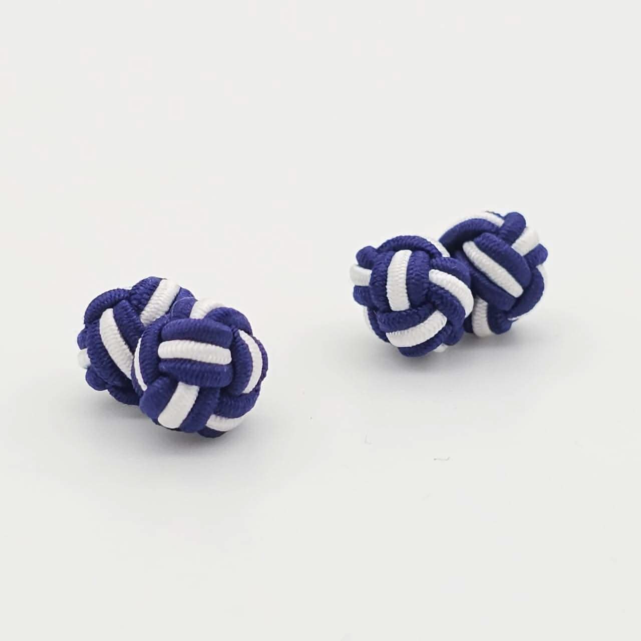 CUFFLINK SILK KNOT, TWIN-FIST, DUAL-COLOR PURPLE & WHITE - KNisa Premium Men's Fashion Brand