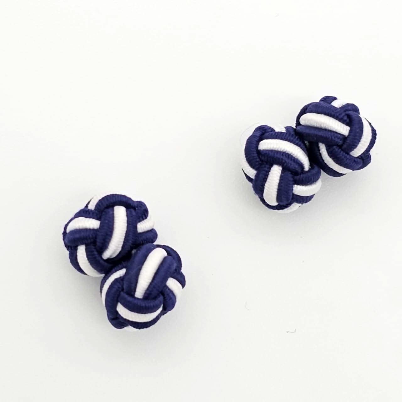 CUFFLINK SILK KNOT, TWIN-FIST, DUAL-COLOR PURPLE & WHITE - KNisa Premium Men's Fashion Brand