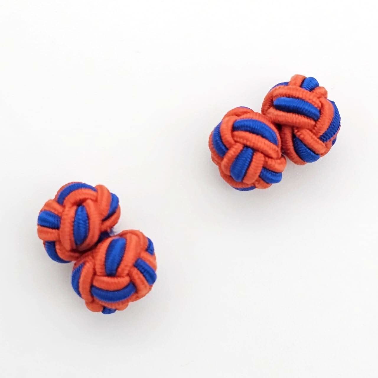 CUFFLINK SILK KNOT, TWIN-FIST, DUAL-COLOR RED & BLUE - KNisa Premium Men's Fashion Brand