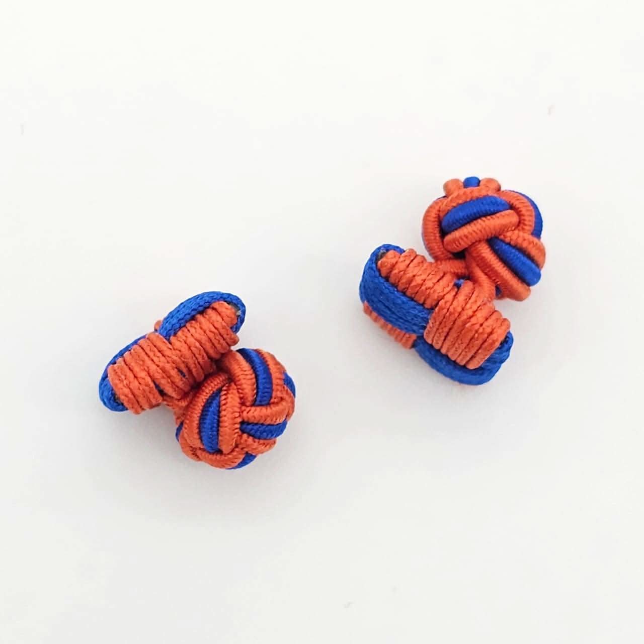 CUFFLINK SILK KNOT, SQUARE SHIELD & FIST DUAL-COLOR RED & BLUE - KNisa Premium Men's Fashion Brand