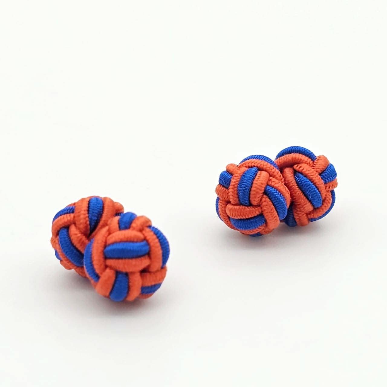CUFFLINK SILK KNOT, TWIN-FIST, DUAL-COLOR RED & BLUE - KNisa Premium Men's Fashion Brand