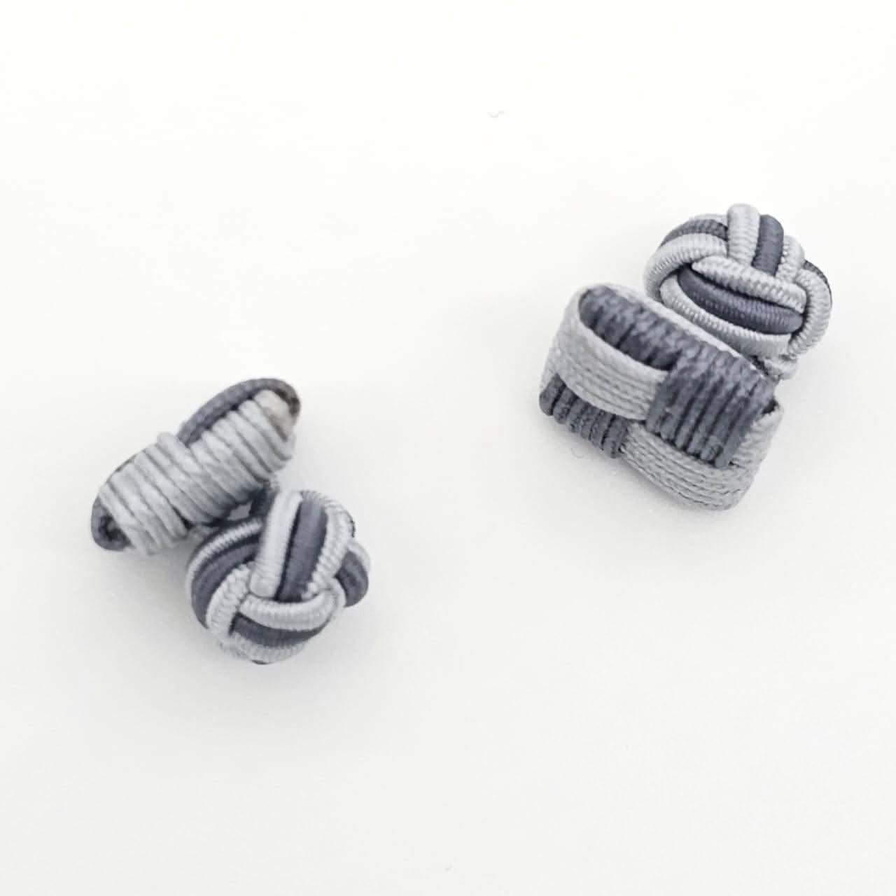CUFFLINK SILK KNOT, SQUARE SHIELD & FIST DUAL-COLOR SHADES OF GREY - KNisa Premium Men's Fashion Brand