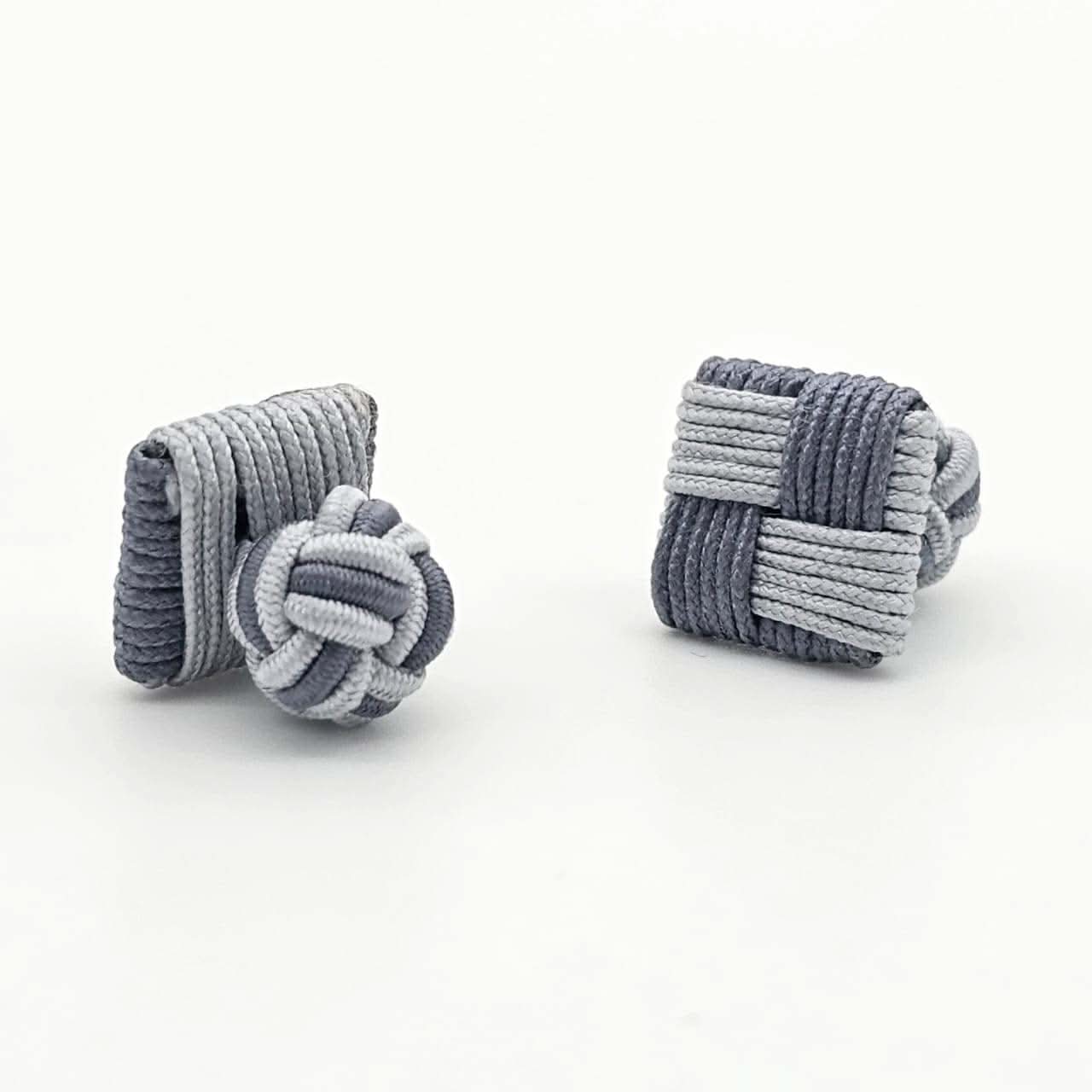 CUFFLINK SILK KNOT, SQUARE SHIELD & FIST DUAL-COLOR SHADES OF GREY - KNisa Premium Men's Fashion Brand