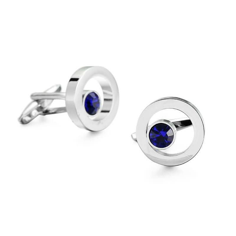 Blue Gem Enclosed Circle Cufflinks - KNisa Premium Men's Fashion Brand