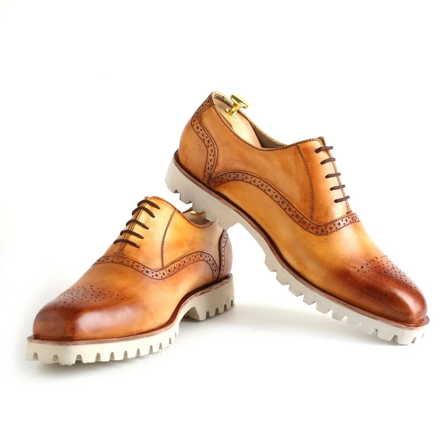 Handmade Smart Casual Men’s Brown Leather Oxford Shoes - KNisa Premium Men's Fashion Brand