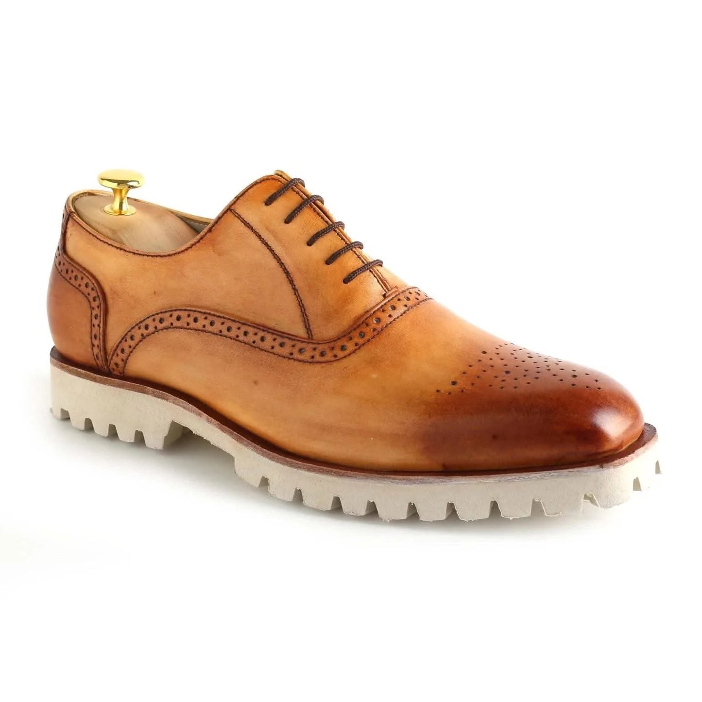 Handmade Smart Casual Men’s Brown Leather Oxford Shoes - KNisa Premium Men's Fashion Brand
