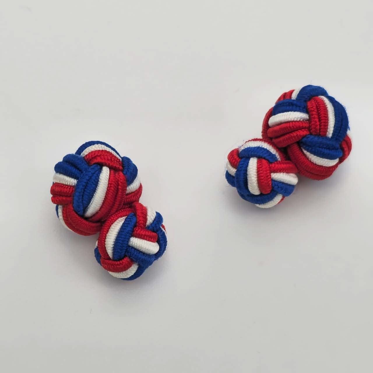 CUFFLINK SILK KNOT, BIG & SMALL DUAL FIST TRI-COLOR FRANCE - KNisa Premium Men's Fashion Brand