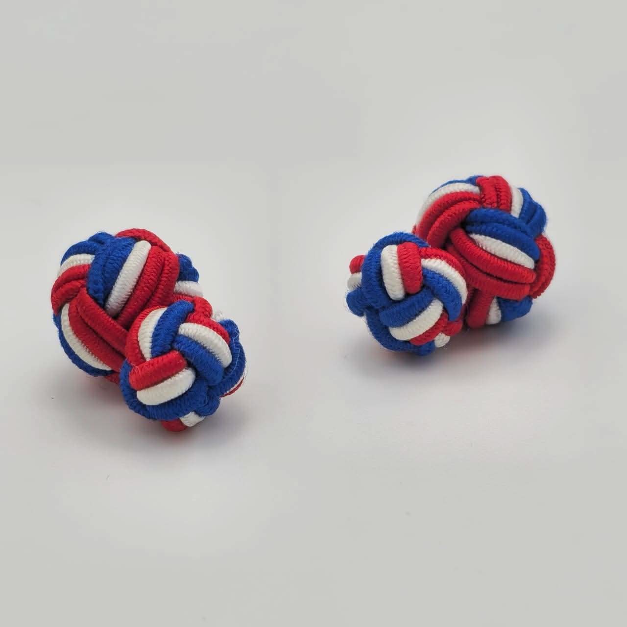CUFFLINK SILK KNOT, BIG & SMALL DUAL FIST TRI-COLOR FRANCE - KNisa Premium Men's Fashion Brand