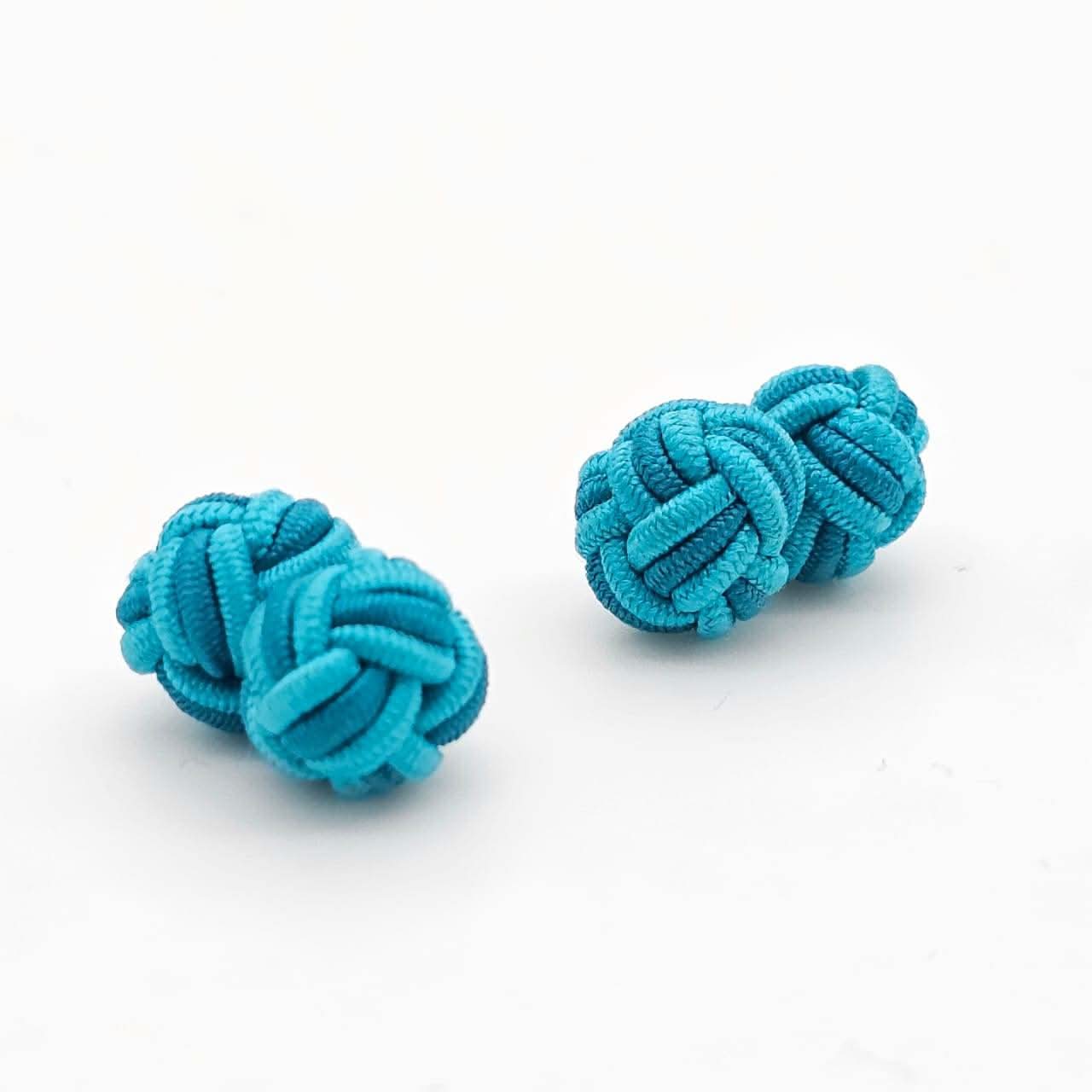 CUFFLINK SILK KNOT, TWIN-FIST, DUAL-COLOR TWO SHADES OF BLUE - KNisa Premium Men's Fashion Brand