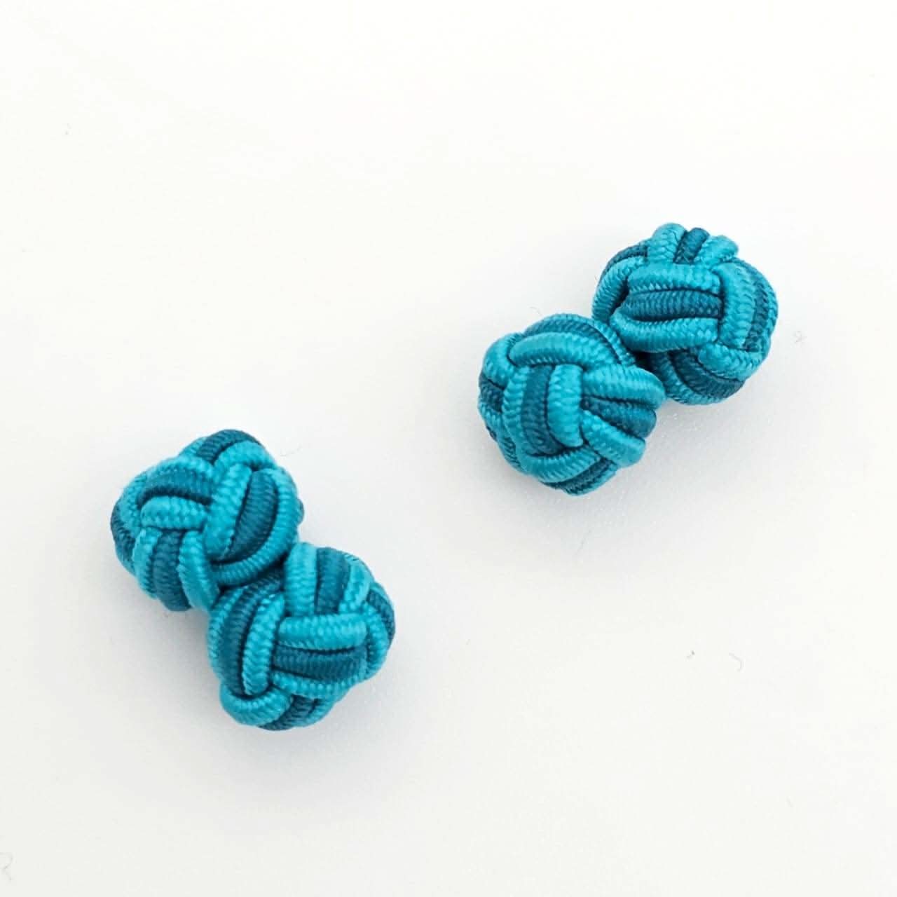 CUFFLINK SILK KNOT, TWIN-FIST, DUAL-COLOR TWO SHADES OF BLUE - KNisa Premium Men's Fashion Brand