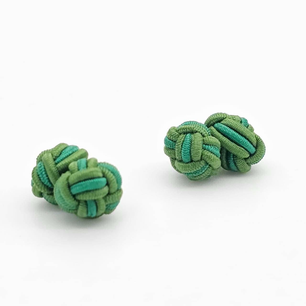 CUFFLINK SILK KNOT, TWIN-FIST, DUAL-COLOR TWO SHADES OF GREEN - KNisa Premium Men's Fashion Brand