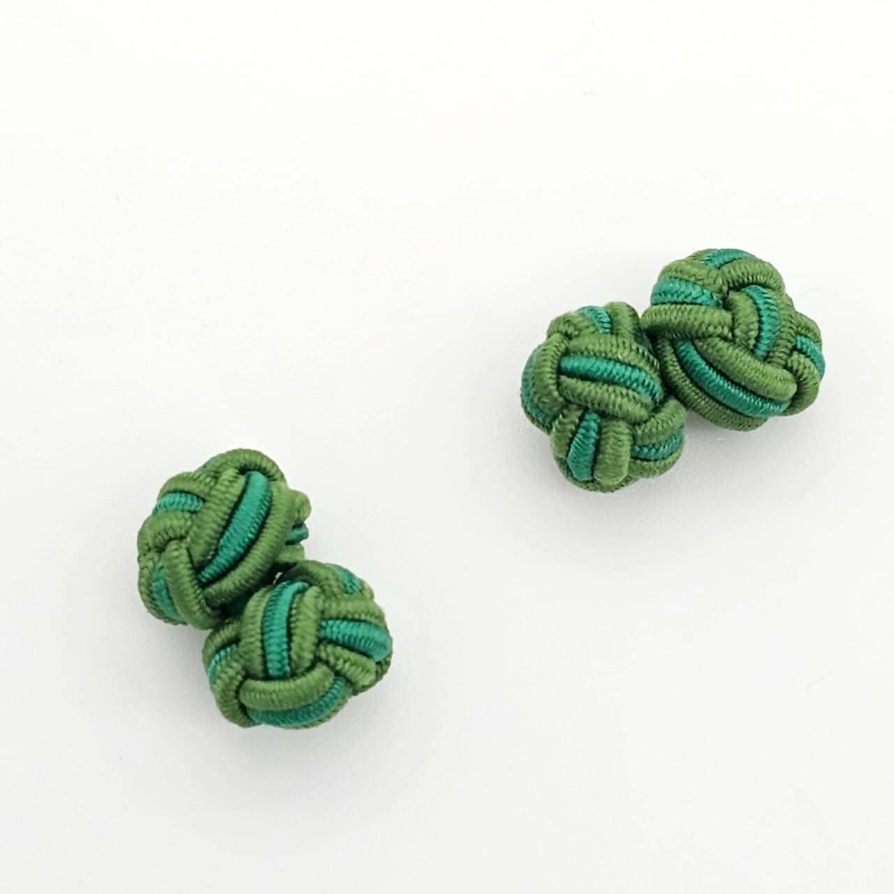 CUFFLINK SILK KNOT, TWIN-FIST, DUAL-COLOR TWO SHADES OF GREEN - KNisa Premium Men's Fashion Brand